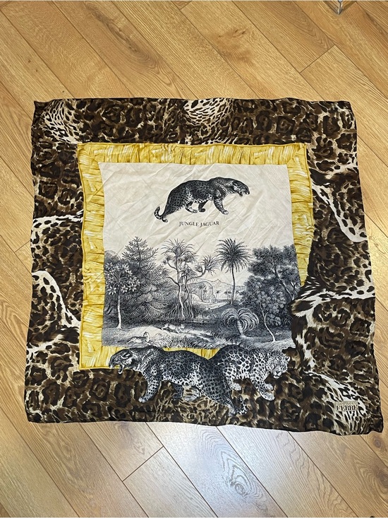 Gianfranco Ferre Accessories - Vintage Gianfranco Ferré Jungle Jaguar 100% Silk Scarf 35” Designer Animal Print